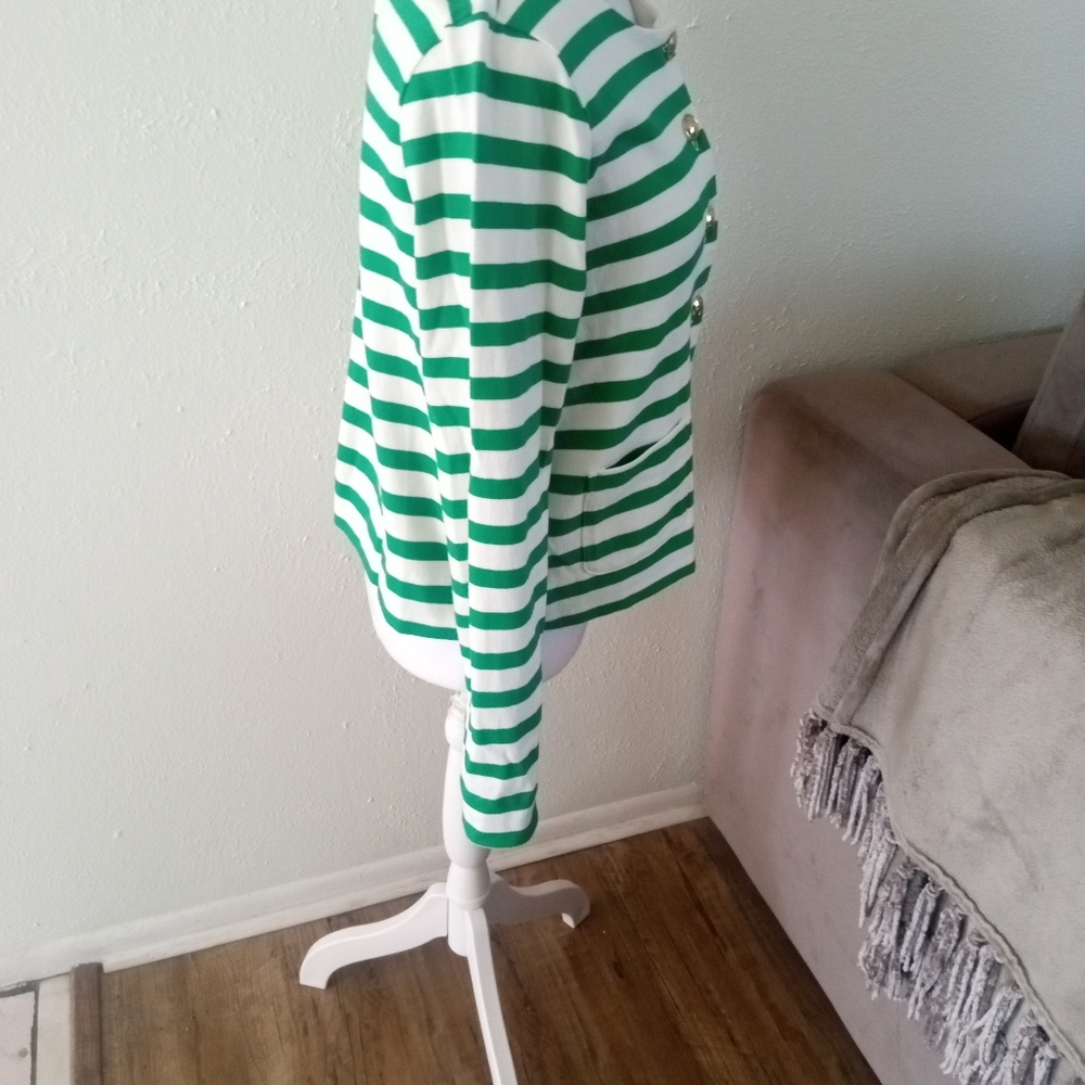 TABLOTS Kelly Green Striped Cotton Cardigan Jacket | XS - Picture 6 of 9
